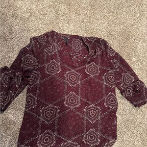Maurices Maroon Geometric Blouse